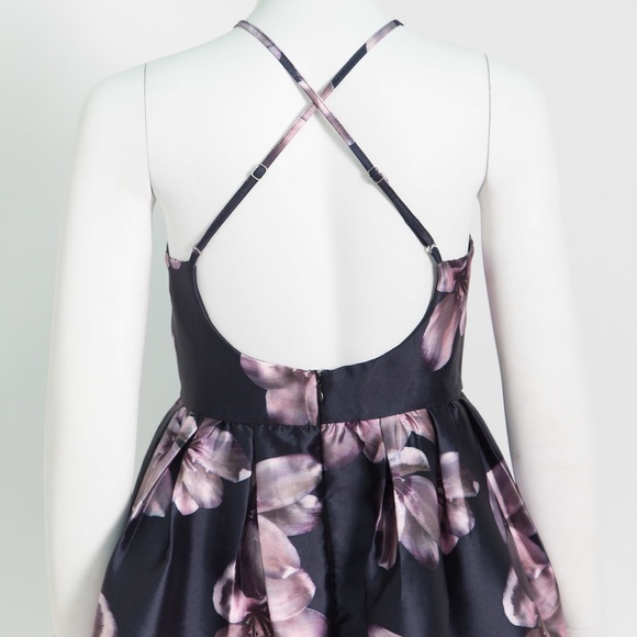 Mini Black Floral Dress - Picture 3 of 4